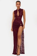 High Neck Lace Maxi Dress