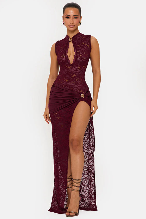 High Neck Lace Maxi Dress