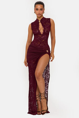 High Neck Lace Maxi Dress