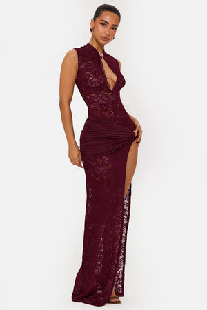 High Neck Lace Maxi Dress