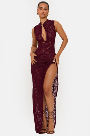 High Neck Lace Maxi Dress