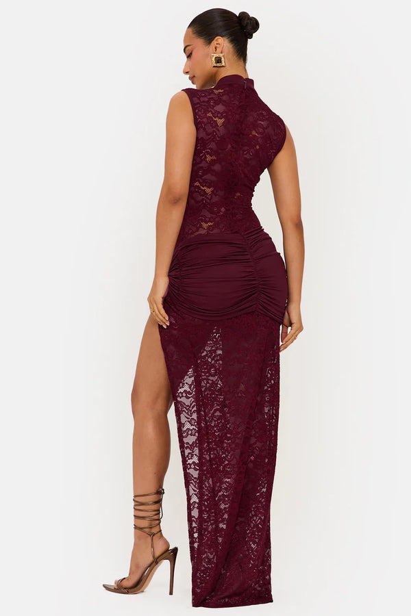 High Neck Lace Maxi Dress