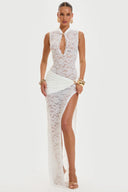 High Neck Lace Maxi Dress