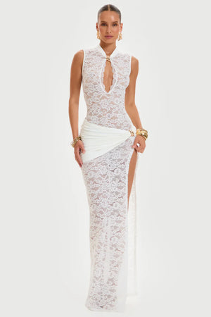 High Neck Lace Maxi Dress