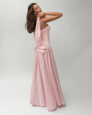 Corset Lace Up Maxi Gown Pink
