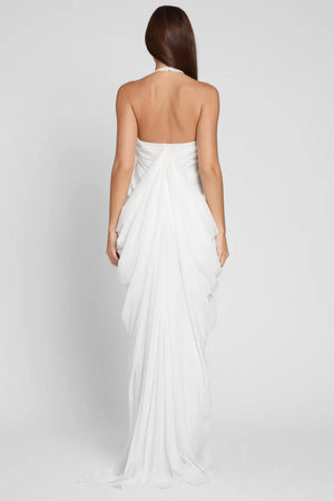 Cascade Drape Halter Gown