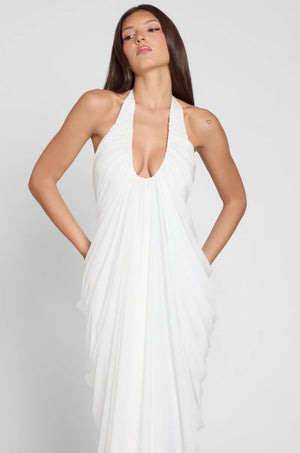 Cascade Drape Halter Gown