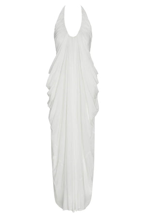 Cascade Drape Halter Gown