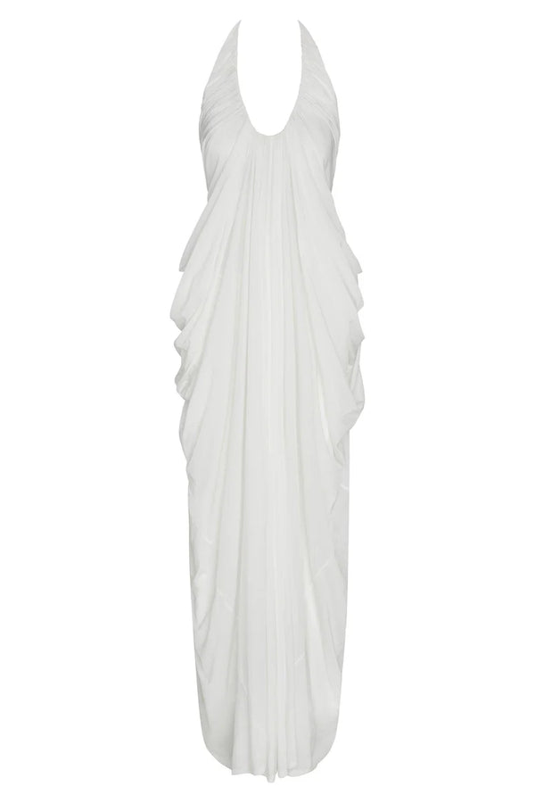 Cascade Drape Halter Gown