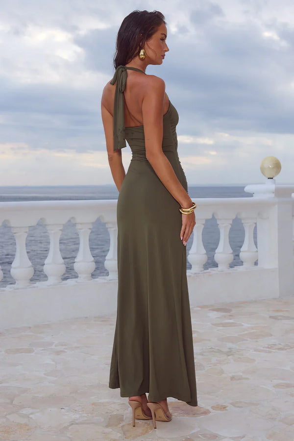 Cutout Halter Maxi Dress