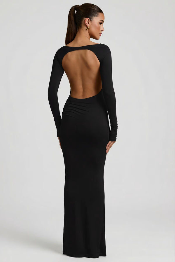 Ruched Backless Maxi Dress