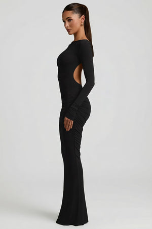Ruched Backless Maxi Dress