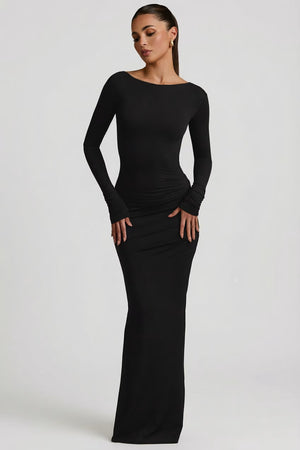 Ruched Backless Maxi Dress