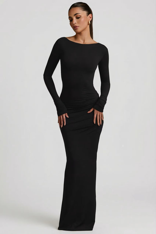 Ruched Backless Maxi Dress