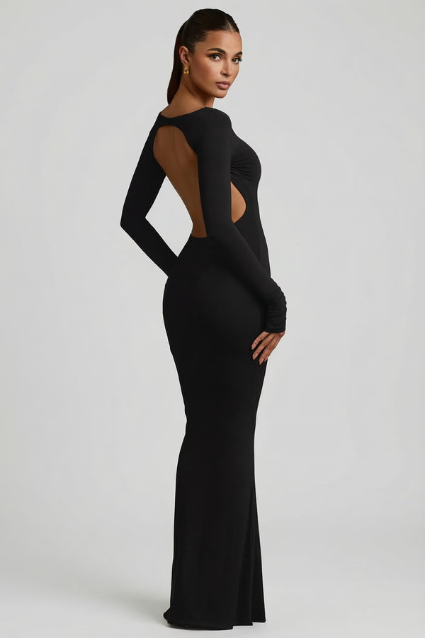 Ruched Backless Maxi Dress