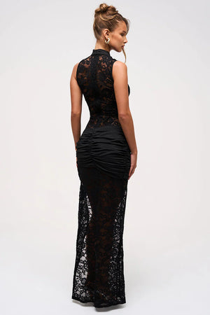High Neck Lace Maxi Dress