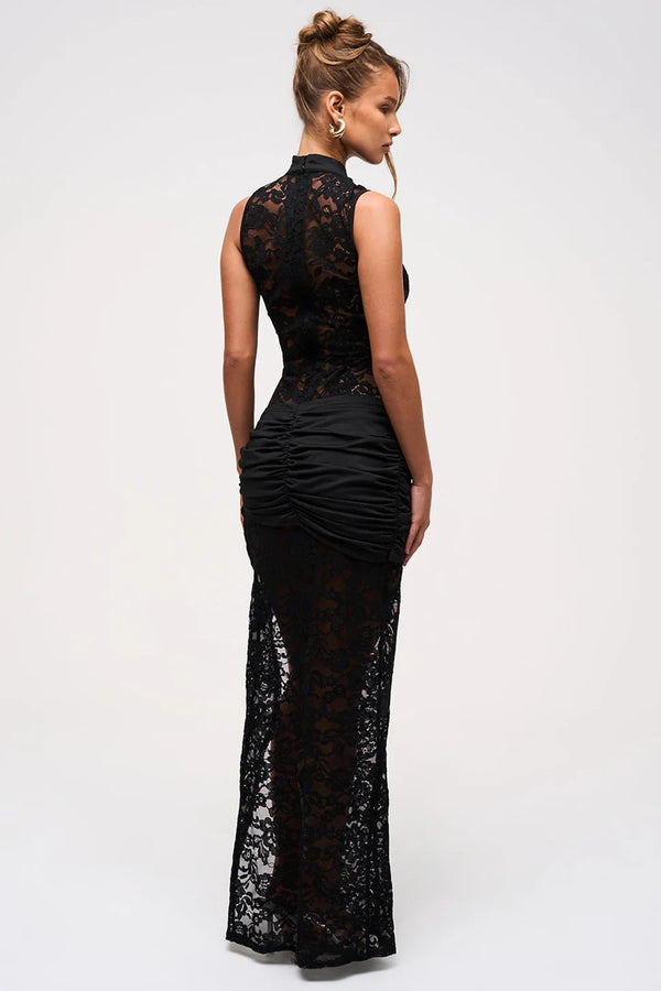 High Neck Lace Maxi Dress