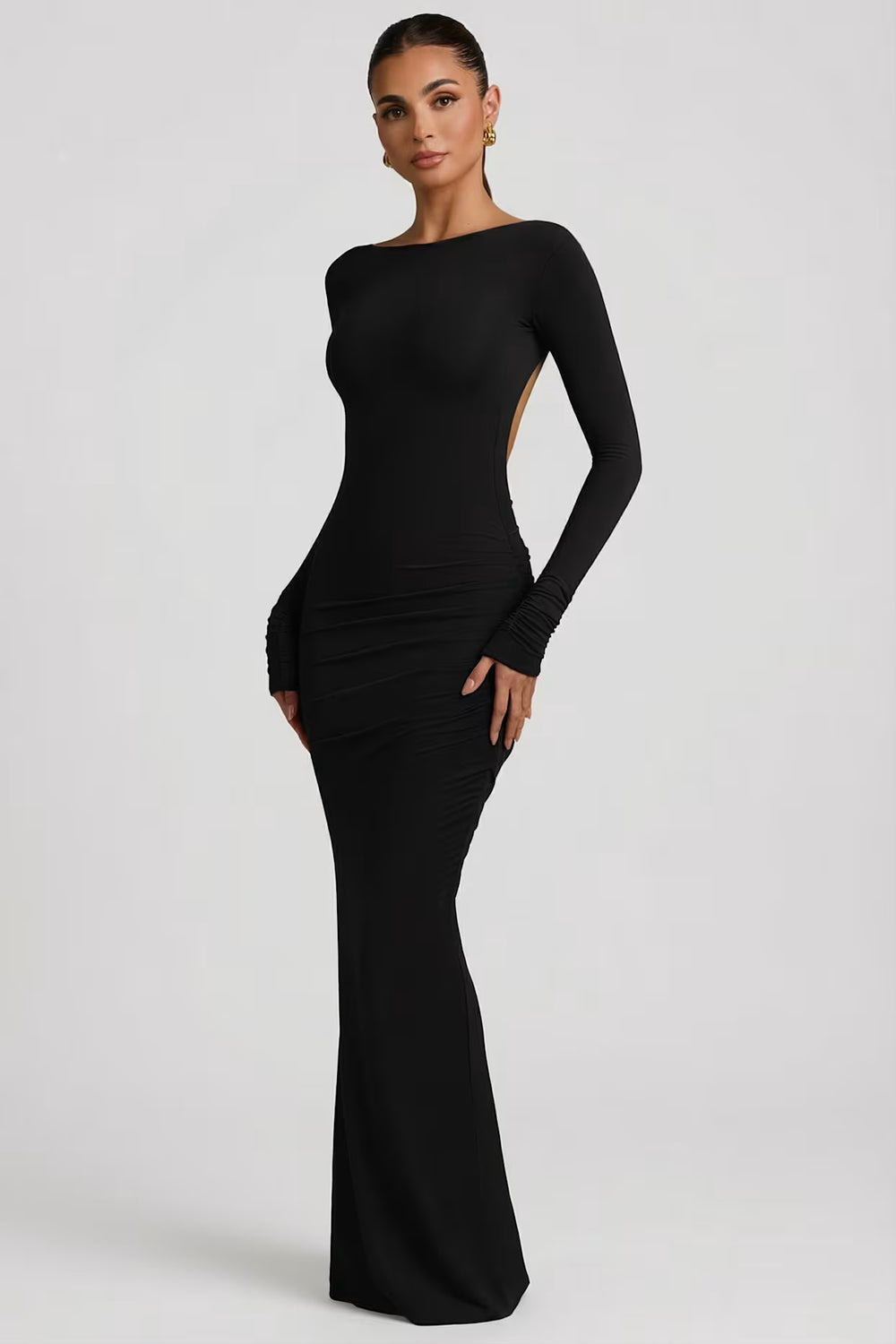 Ruched Backless Maxi Dress